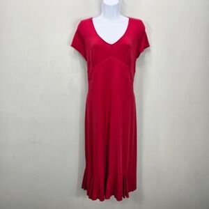 George Y2K Babydoll Midi Dress L Red Empire Waist Flare Hem Grunge Whimsigoth